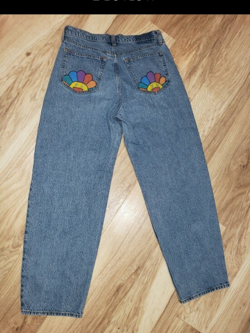 Rare Unique Abercrombie&fitch  Barrel Jeans Women 10 Relaxed  Custom Painting